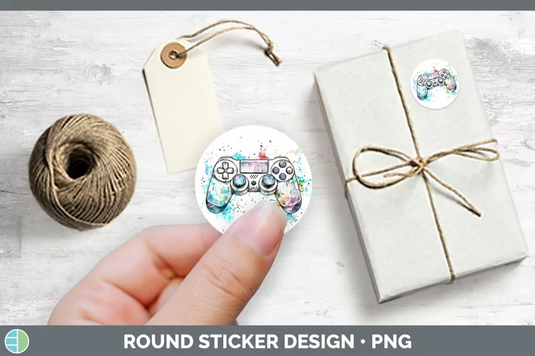 Watercolor Splash Toy Game Controller Stickers | Round Label