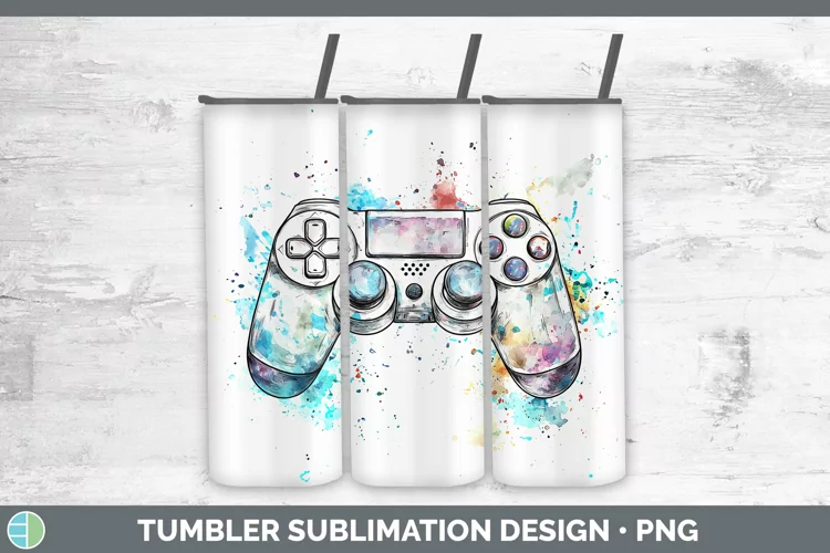 Watercolor Splash Toy Game Controller Tumbler Sublimation 20