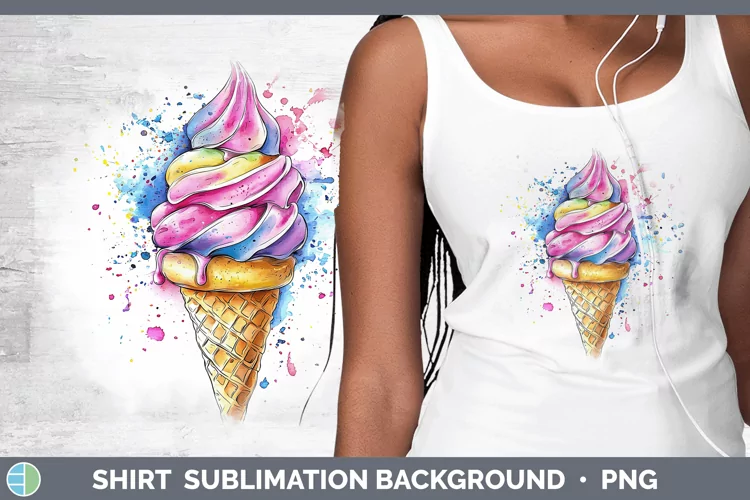 Watercolor Splash Toy Ice Cream Cone Shirt Sublimation Subli