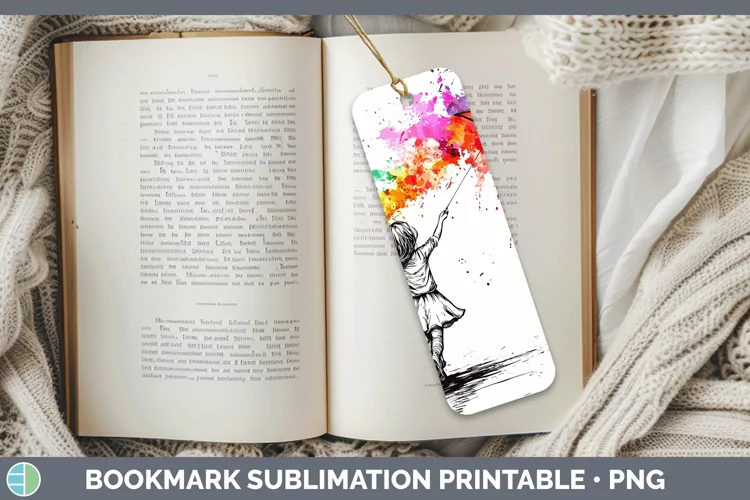 Watercolor Splash Toy Kite Bookmark Sublimation Printable De