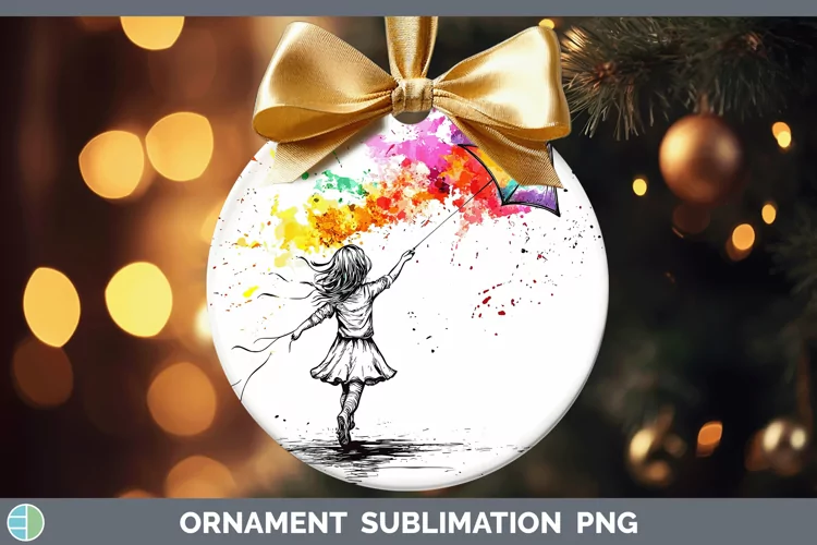 Watercolor Splash Toy Kite Ornament Sublimation Bauble Desig