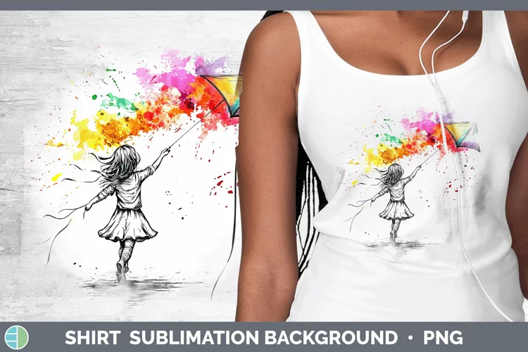 Watercolor Splash Toy Kite Shirt Sublimation Sublimation Bac