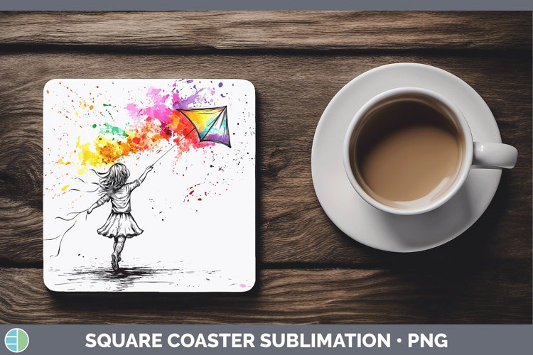GorgeousWatercolor Splash Toy Square Coaster design.