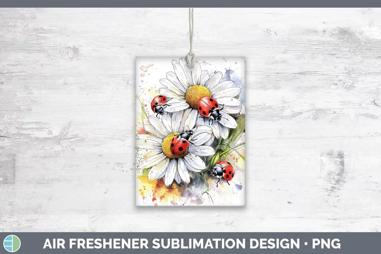 Watercolor Splash Toy Lady Bugs Air Freshener Sublimation Ca