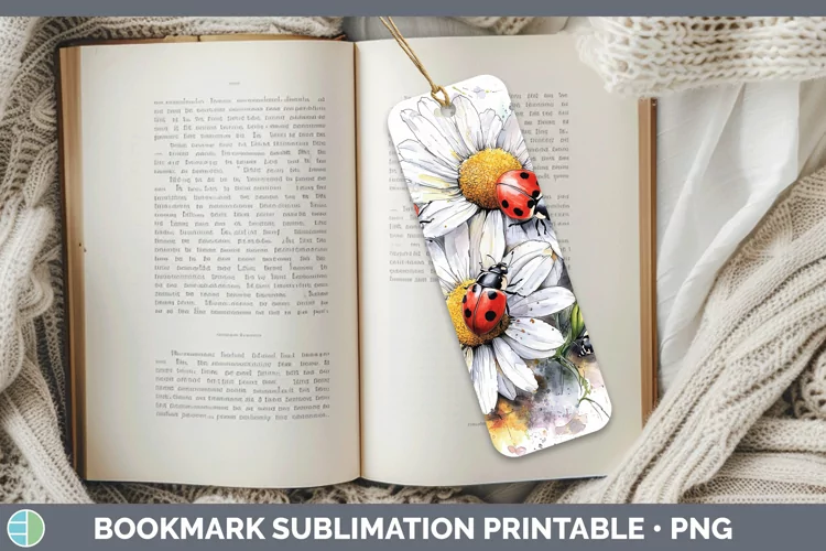Watercolor Splash Toy Lady Bugs Bookmark Sublimation Printab