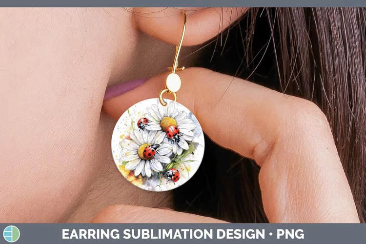 Watercolor Splash Toy Lady Bugs Round Earrings Sublimation E