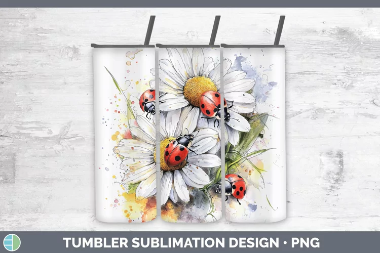 Watercolor Splash Toy Lady Bugs Tumbler Sublimation 20 oz Sk