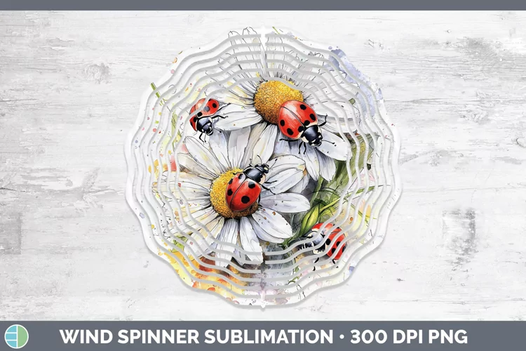 Watercolor Splash Toy Lady Bugs Wind Spinner Sublimation Spi