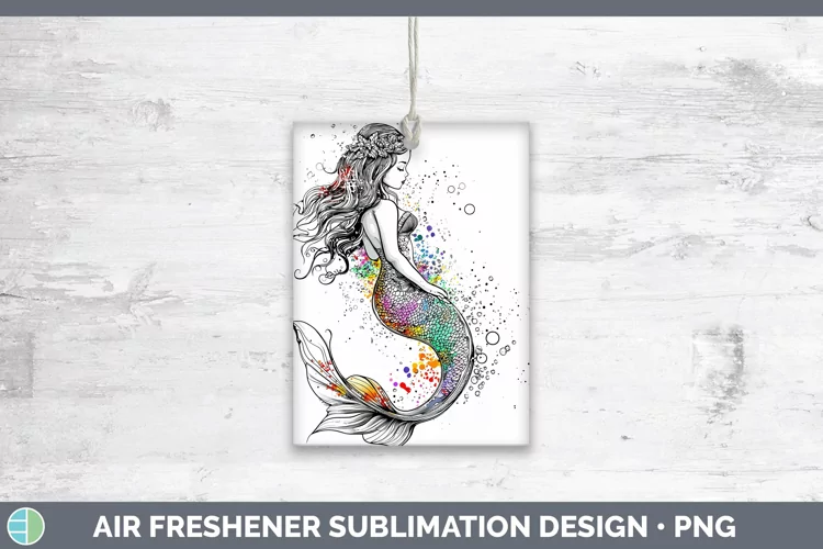 Watercolor Splash Toy Mermaid Air Freshener Sublimation Car