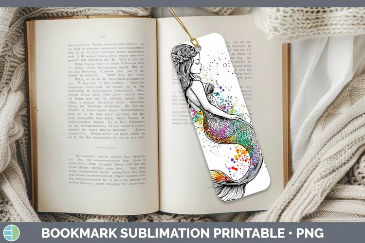 Watercolor Splash Toy Mermaid Bookmark Sublimation Printable