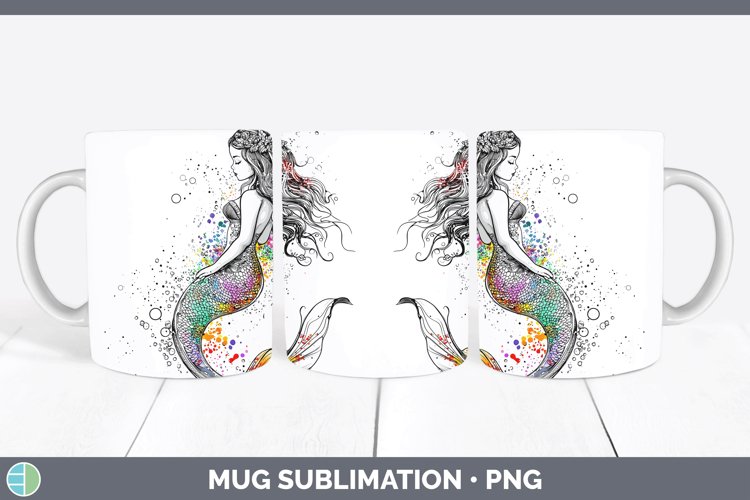 Watercolor Splash Toy Mermaid Mug Wrap Sublimation Coffee Cu