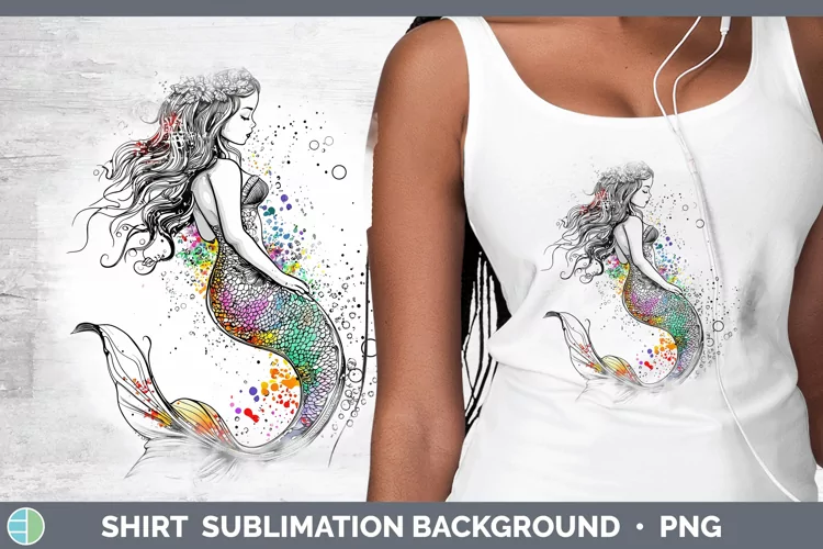 Watercolor Splash Toy Mermaid Shirt Sublimation Sublimation