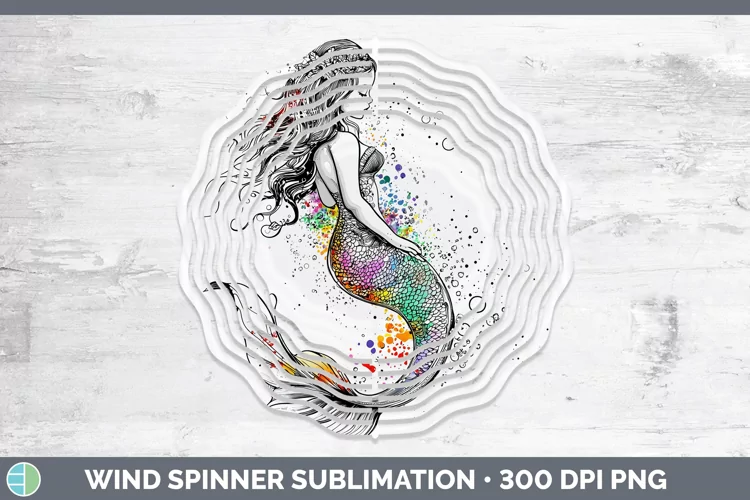 Watercolor Splash Toy Mermaid Wind Spinner Sublimation Spinn