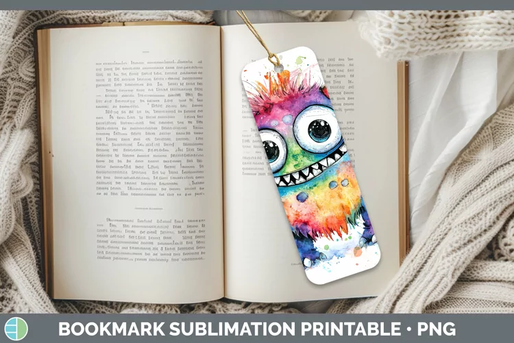 Watercolor Splash Toy Monster Bookmark Sublimation Printable