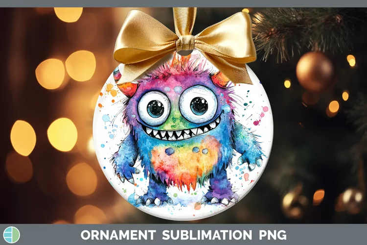 Watercolor Splash Toy Monster Ornament Sublimation Bauble De