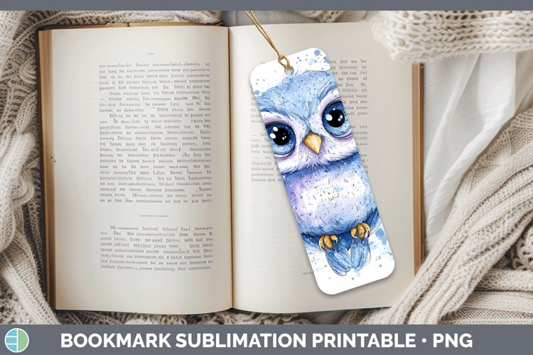 Watercolor Splash Toy Owl Bookmark Sublimation Printable Des