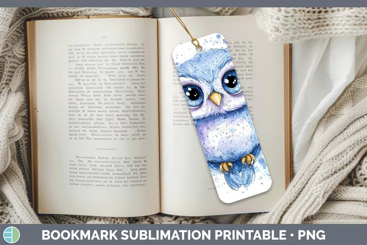 Watercolor Splash Toy Owl Bookmark Sublimation Printable Des