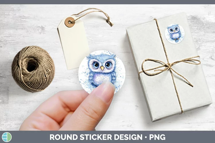 Watercolor Splash Toy Owl Stickers | Round Labels Designs