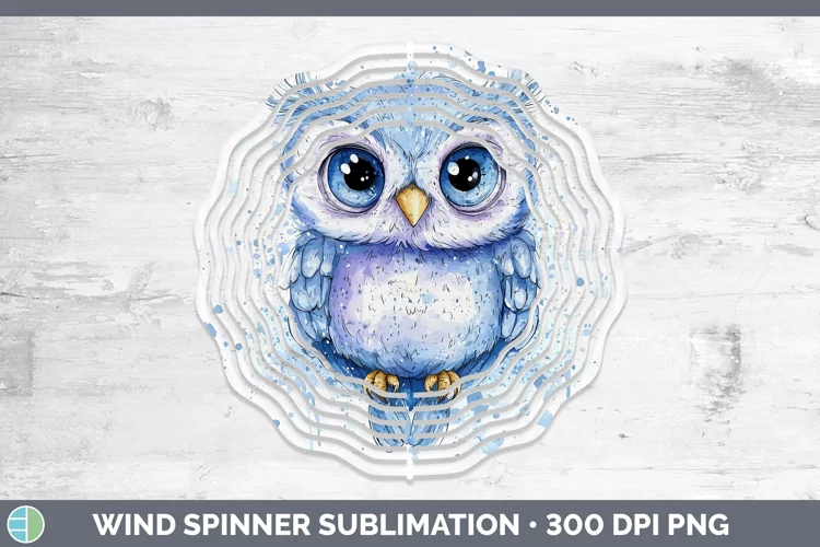 Watercolor Splash Toy Owl Wind Spinner Sublimation Spinner D