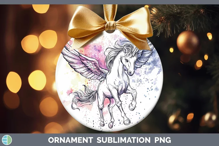 Watercolor Splash Toy Pegasus Ornament Sublimation Bauble De