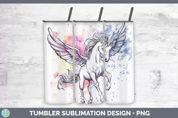 Watercolor Splash Toy Pegasus Tumbler Sublimation 20 oz Skin