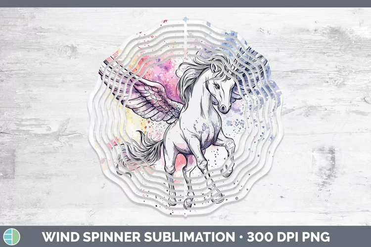 Watercolor Splash Toy Pegasus Wind Spinner Sublimation Spinn