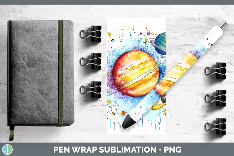 Watercolor Splash Toy Planets Pen Wrap Sublimation Pen Desig