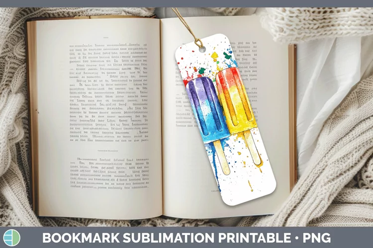 Watercolor Splash Toy Popsicle Bookmark Sublimation Printabl