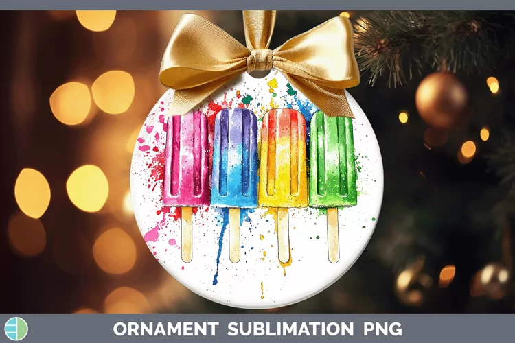 Watercolor Splash Toy Popsicle Ornament Sublimation Bauble D