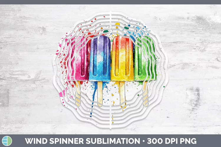 Watercolor Splash Toy Popsicle Wind Spinner Sublimation Spin