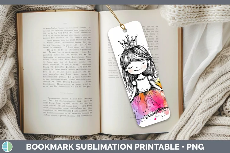 Watercolor Splash Toy Princess Bookmark Sublimation Printabl