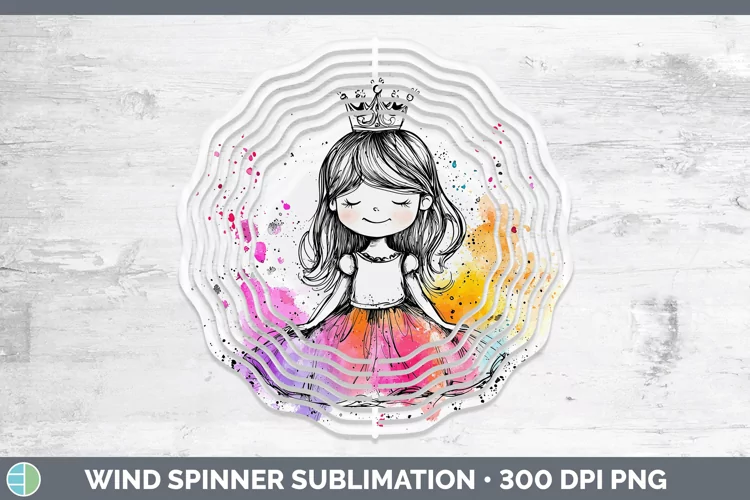 Watercolor Splash Toy Princess Wind Spinner Sublimation Spin