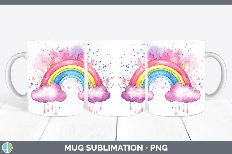 Watercolor Splash Toy Rainbow Mug Wrap Sublimation Coffee Cu