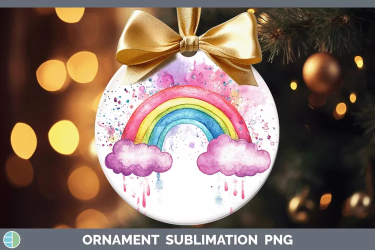 Watercolor Splash Toy Rainbow Ornament Sublimation Bauble De