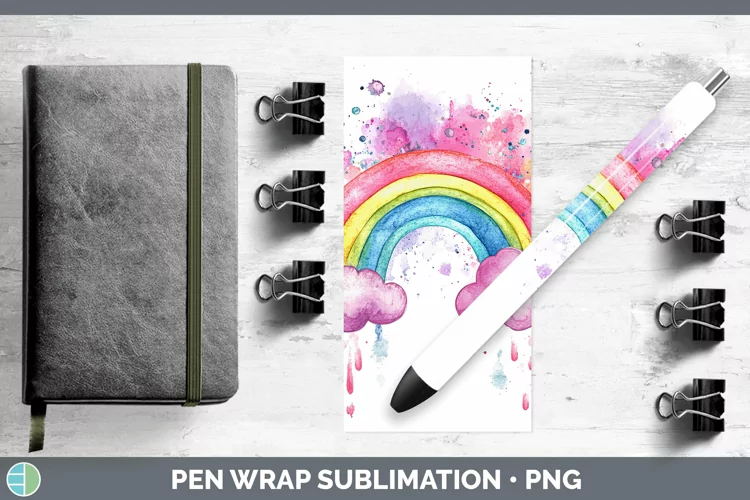 Watercolor Splash Toy Rainbow Pen Wrap Sublimation Pen Desig