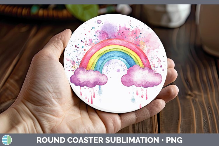 GorgeousWatercolor Splash Toy Round Coaster design.