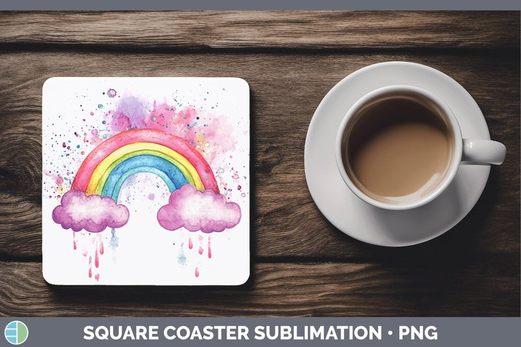 GorgeousWatercolor Splash Toy Square Coaster design.