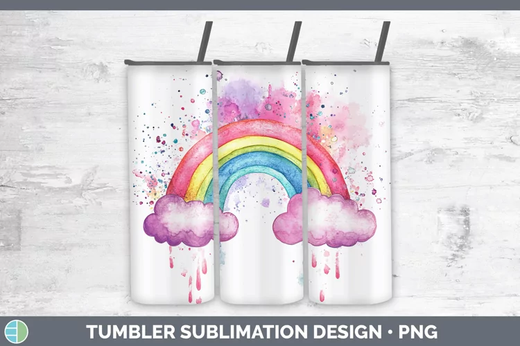 Watercolor Splash Toy Rainbow Tumbler Sublimation 20 oz Skin