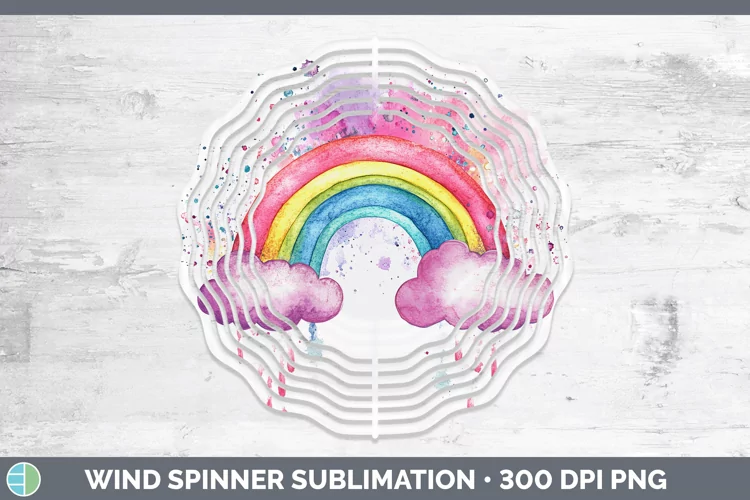 Watercolor Splash Toy Rainbow Wind Spinner Sublimation Spinn