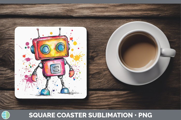 GorgeousWatercolor Splash Toy Square Coaster design.