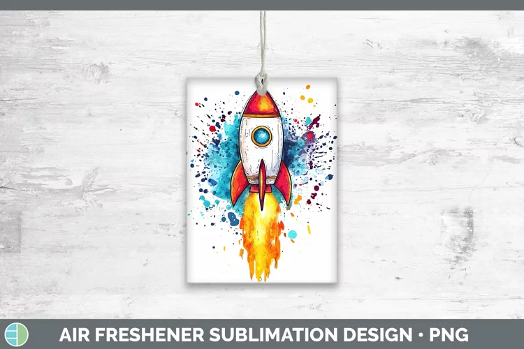 Watercolor Splash Toy Rocket Air Freshener Sublimation Car F