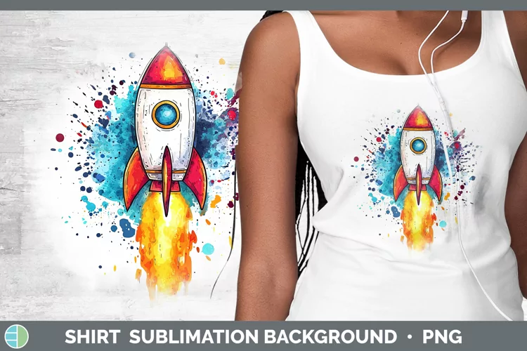 Watercolor Splash Toy Rocket Shirt Sublimation Sublimation B