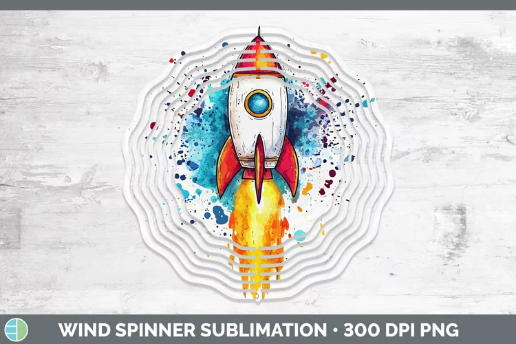 Watercolor Splash Toy Rocket Wind Spinner Sublimation Spinne