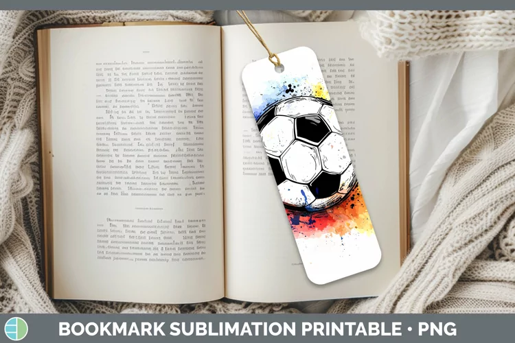 Watercolor Splash Toy Soccer Bookmark Sublimation Printable