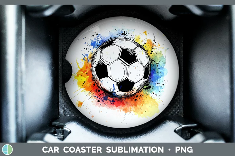 Watercolor Splash Toy Soccer Car Coaster Sublimation Design