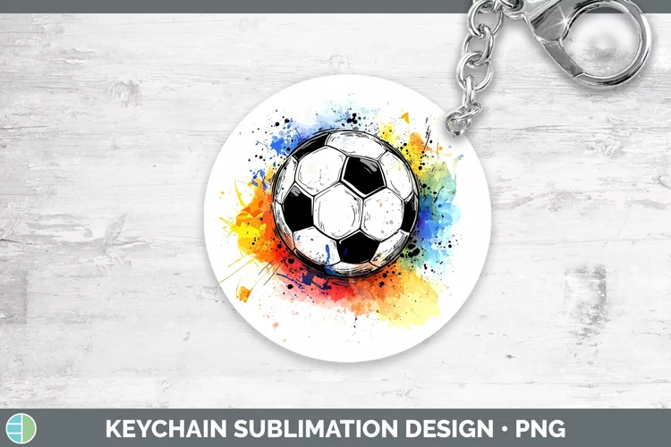 Watercolor Splash Toy Soccer Keychain Sublimation Keyring De