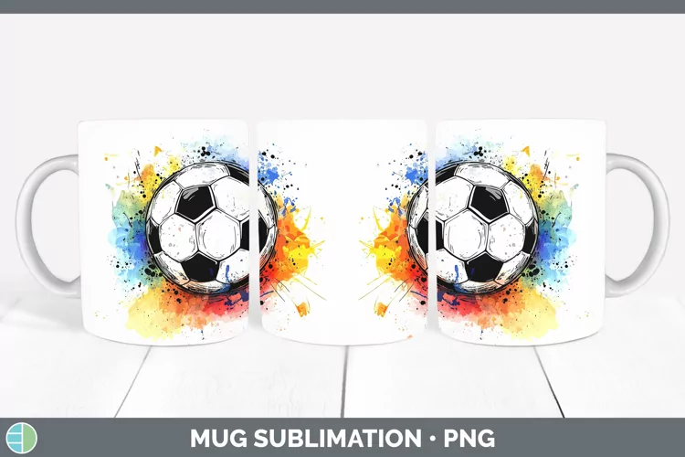 Watercolor Splash Toy Soccer Mug Wrap Sublimation Coffee Cup