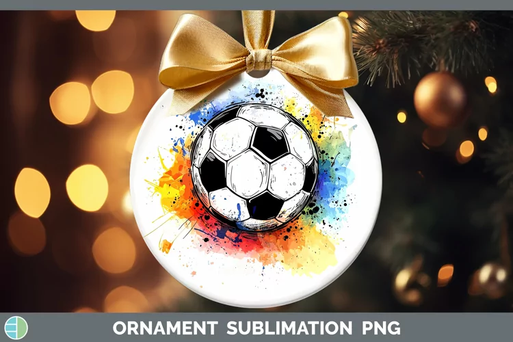 Watercolor Splash Toy Soccer Ornament Sublimation Bauble Des