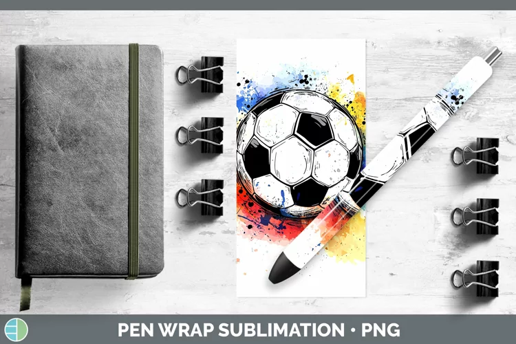 Watercolor Splash Toy Soccer Pen Wrap Sublimation Pen Design