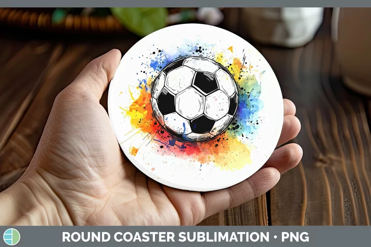 Watercolor Splash Toy Soccer Round Coaster Sublimation Coast